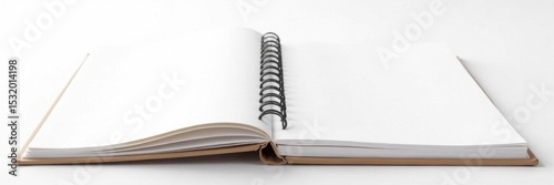 Spiral-bound notebook, blank pages, isolated on white , paper texture, white background notebook