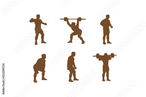 
weightlifting silhouette set. male and female athlete, weightlifter, sport. isolated on white background. vector illustration.
