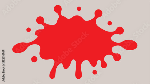 Red paint splatter on a white background featuring minimalist design and artistic flair