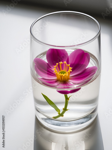 a flower in a glass of water