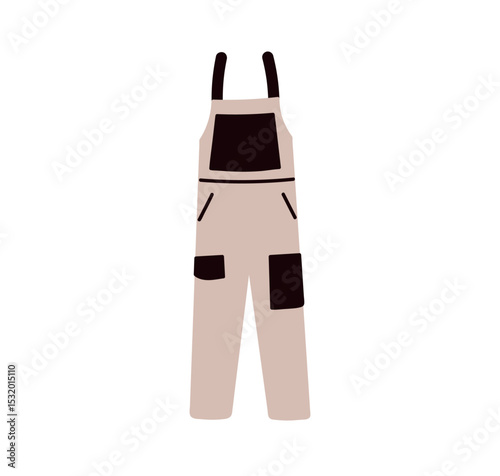 Protective apron icon, industrial safety clothing with pocket, personal workwear equipment for workers, garment used in factory or workshop, uniform for labor protection flat vector illustration.