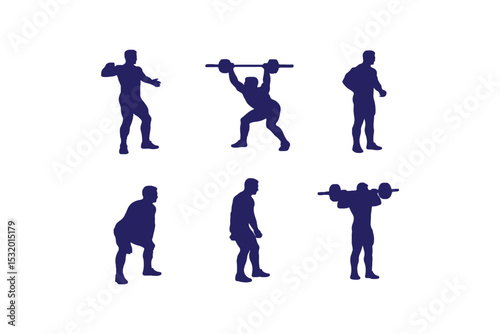 
weightlifting silhouette set. male and female athlete, weightlifter, sport. isolated on white background. vector illustration.
