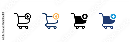 Add To Cart icon set multiple style collection. Vector illustration.