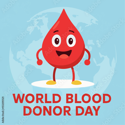 World Blood Donor Day with Happy Blood Drop on 14 june