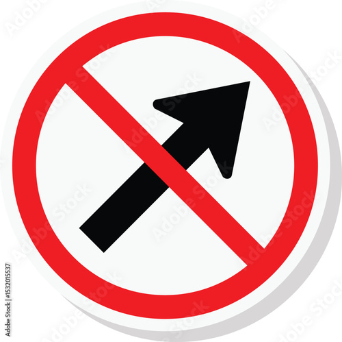 no right up arrow forbidden sign isloated on a white background