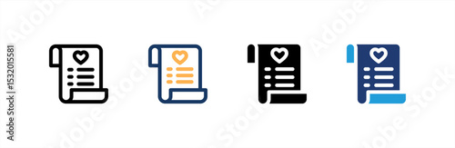 Wish List icon set multiple style collection. Vector illustration.