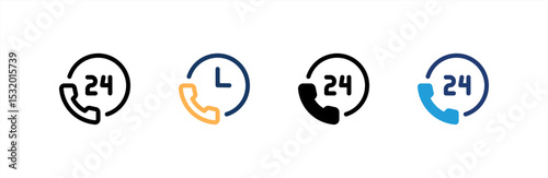 Call Center icon set multiple style collection. Vector illustration.