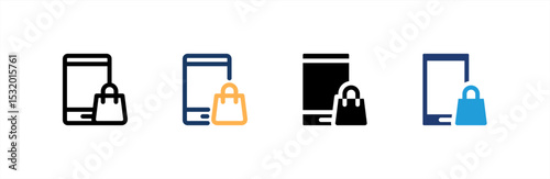 Online Shopping icon set multiple style collection. Vector illustration.