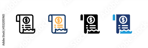 Invoice icon set multiple style collection. Vector illustration.