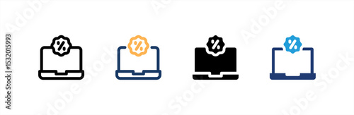 Laptop icon set multiple style collection. Vector illustration.