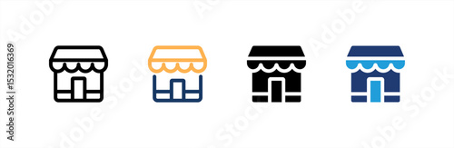 Retail Store icon set multiple style collection. Vector illustration.