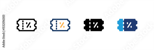 Coupon icon set multiple style collection. Vector illustration.