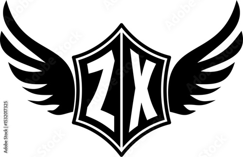 ZX logo emblem with winged and shield template