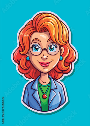 Vector illustration of a Smiling female cartoon scientist.