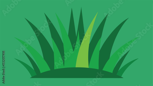 Simple cartoon illustration of green grass bush with different shades of green