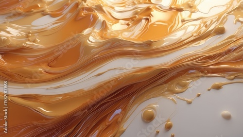 Golden Waves of Liquid Creating Fluid Abstract Background Texture Art