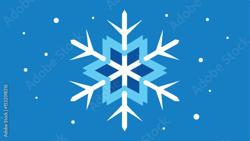 Simple modern snowflake design with blue and white geometric style for winter themes