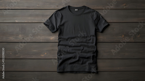Wallpaper Mural High-resolution mockup of a blank t-shirt laid flat on wooden planks. Perfect for showcasing custom designs, prints, or branding on apparel.  Torontodigital.ca