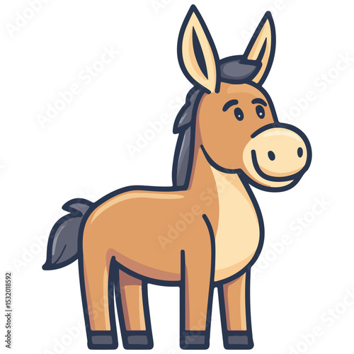 donkey, animal, vector, transparent background, creature, equus asinus, farm, mammal, isolated, nature, cute, mane, wildlife