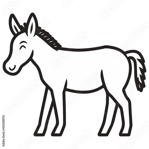 donkey, animal, vector, transparent background, creature, equus asinus, farm, mammal, isolated, nature, cute, mane, wildlife