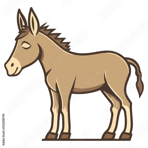 donkey, animal, vector, transparent background, creature, equus asinus, farm, mammal, isolated, nature, cute, mane, wildlife