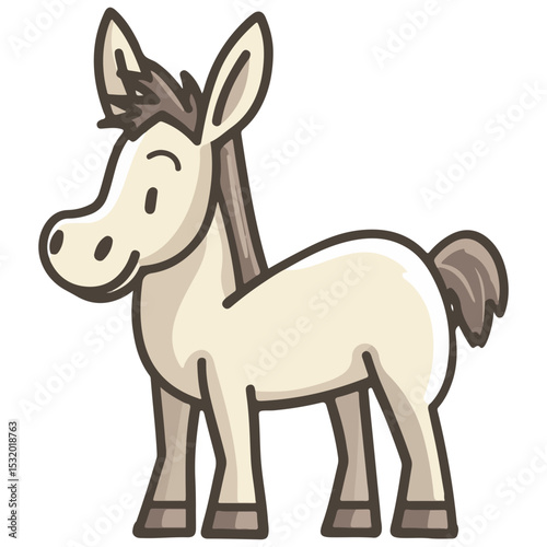 donkey, animal, vector, transparent background, creature, equus asinus, farm, mammal, isolated, nature, cute, mane, wildlife