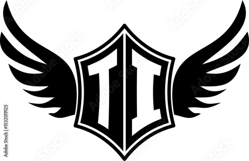 TI logo emblem with winged and shield template