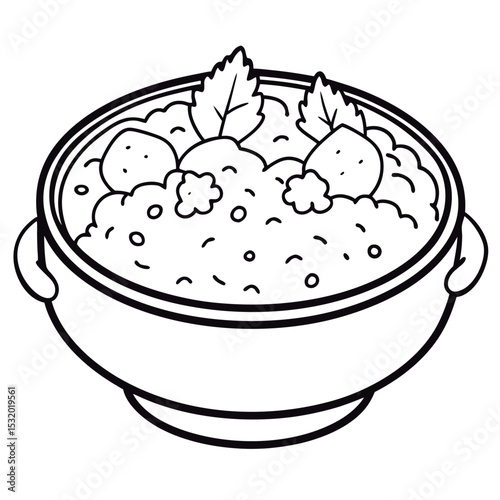 Cartoon bowl of hearty soup.