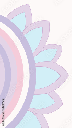Soft pastel abstract design featuring floral and rainbow elements on a white background