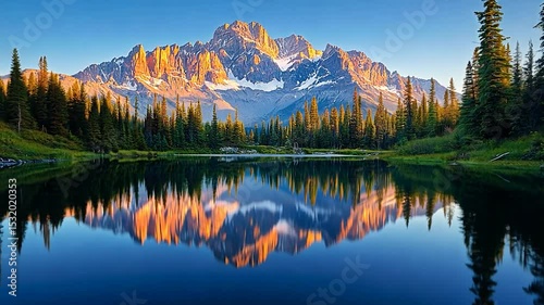 Majestic Mountain Reflection in Serene Lake