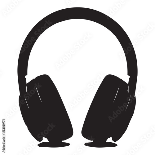 Black silhouette of over ear headphones for music listening