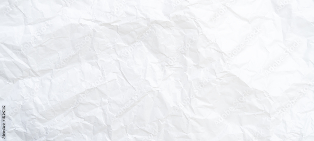 Fototapeta premium Top view and full frame of wrinkled or crumpled white paper texture used as crumpled white paper background texture in decorative art work