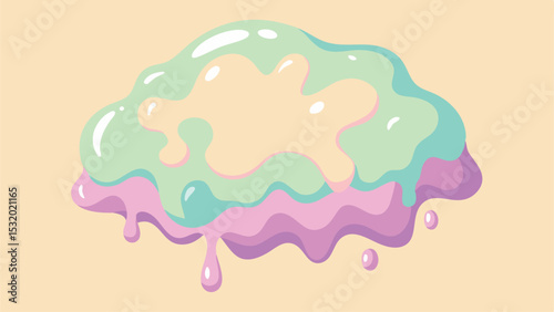 Abstract colorful slime design in pastel colors with transparent background for designs