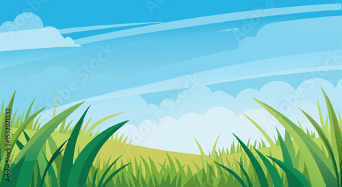 Colorful Nature Background with Grass and Sky