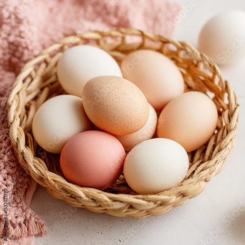 Wallpaper Mural Assorted eggs in a shallow woven basket Torontodigital.ca