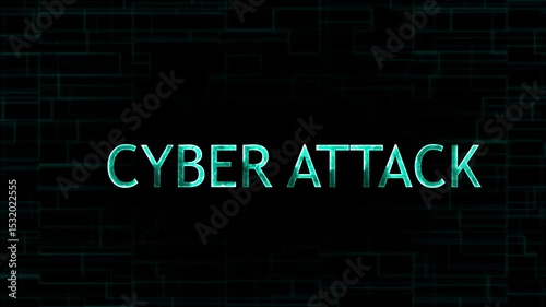 CYBER  ATTACT alert  concept on black background. hacking alert neon text animation, cyber attack warning glitch animation on black background