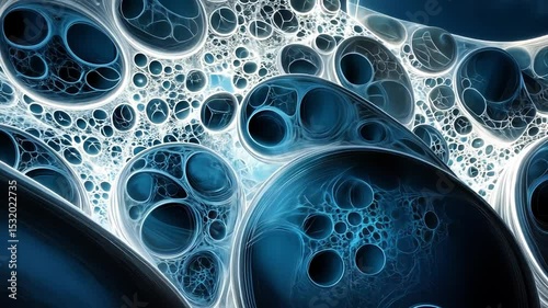 Microscopic abstract view of glowing blue cells
