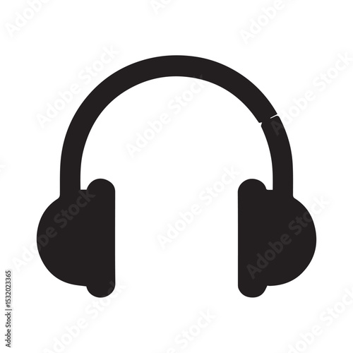 Simple black silhouette headphones icon illustration