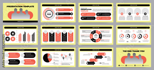Modern presentation slide templates. Infographic elements template set for web, print, annual report brochure, business flyer leaflet marketing and advertising template. Vector Illustration.