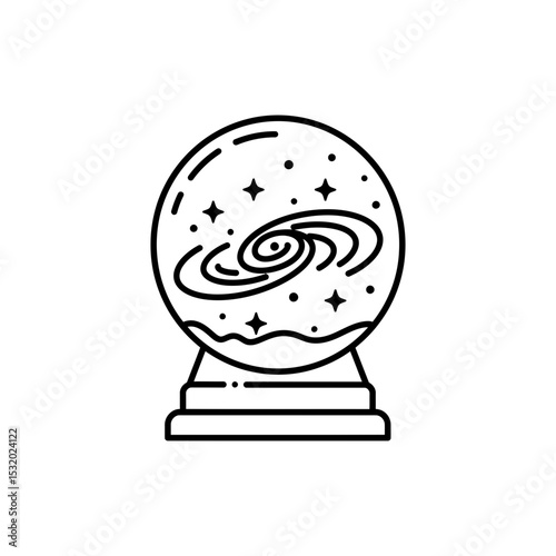 Crystal ball revealing a swirling galaxy