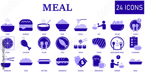 Set of Meal Icons or symbols Vector fully editable file.
