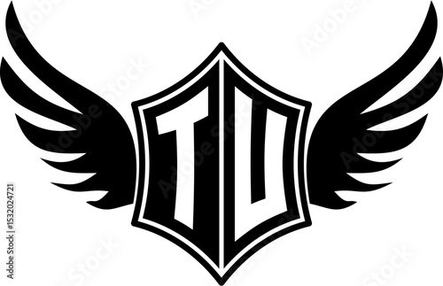 TU logo emblem with winged and shield template
