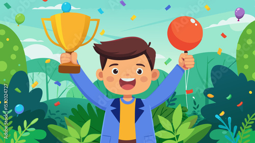 Triumphant Child A Generated AI Illustration of Achievement and Joy
