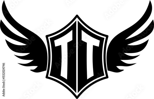 TT logo emblem with winged and shield template