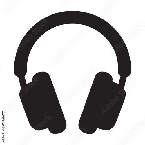 Simple black silhouette icon of over ear headphones