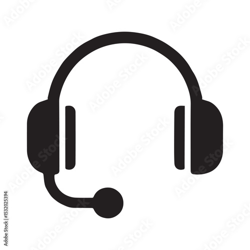 Black headset icon customer support service communication