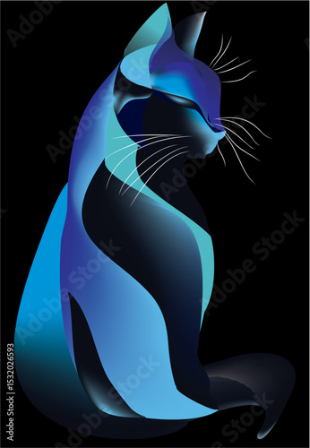 composition with blue big cat