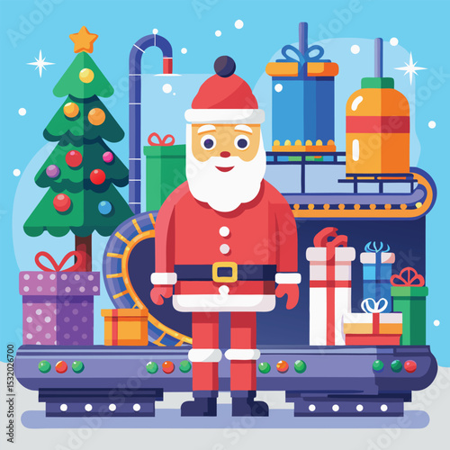 Festive Santa Claus and Cat Illustration for Christmas