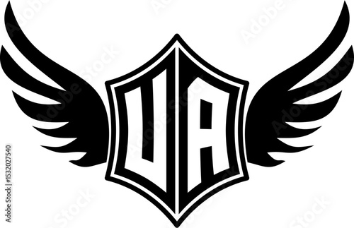 UA logo emblem with winged and shield template