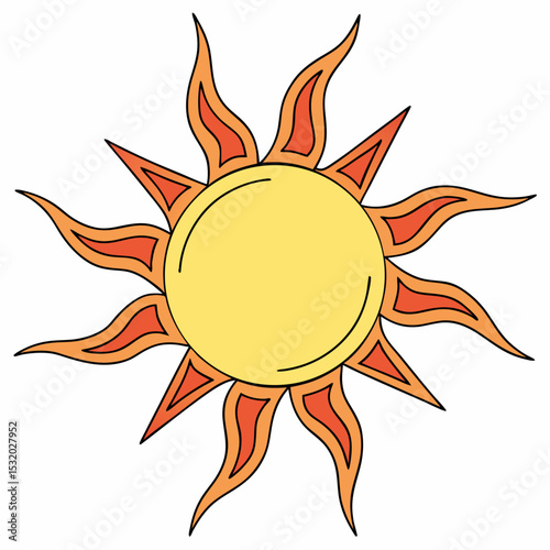Abstract yellow sun symbol vector illustration for summer heat and bright solar design